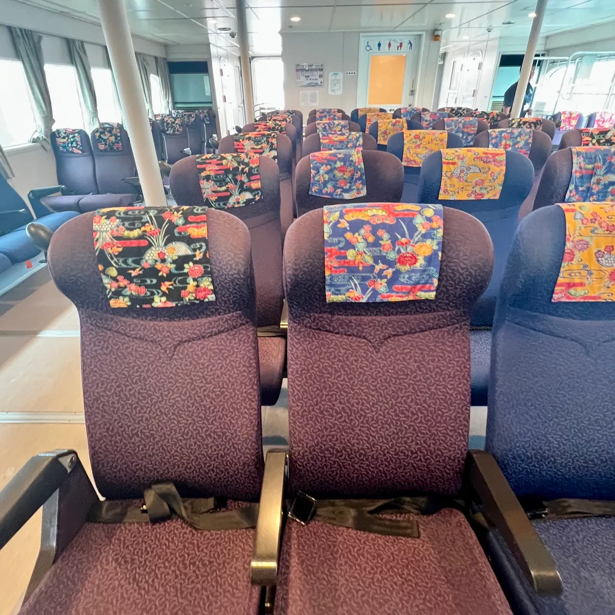 Seats inside the ferry from Ishigaki to Kohama Island