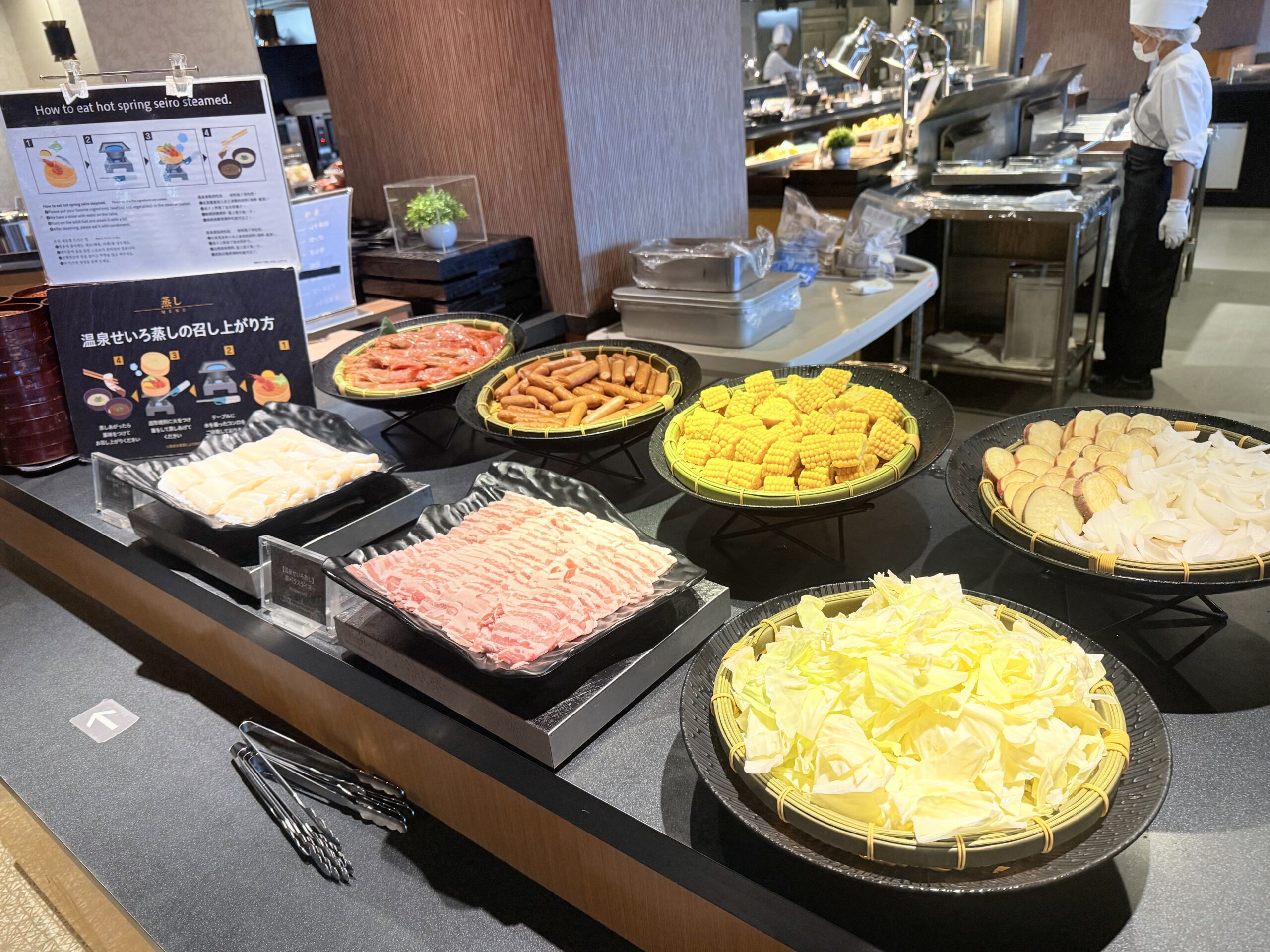 大分別府・大江戸温泉物語Premium風月ビュッフェ（温泉せいろ蒸し）