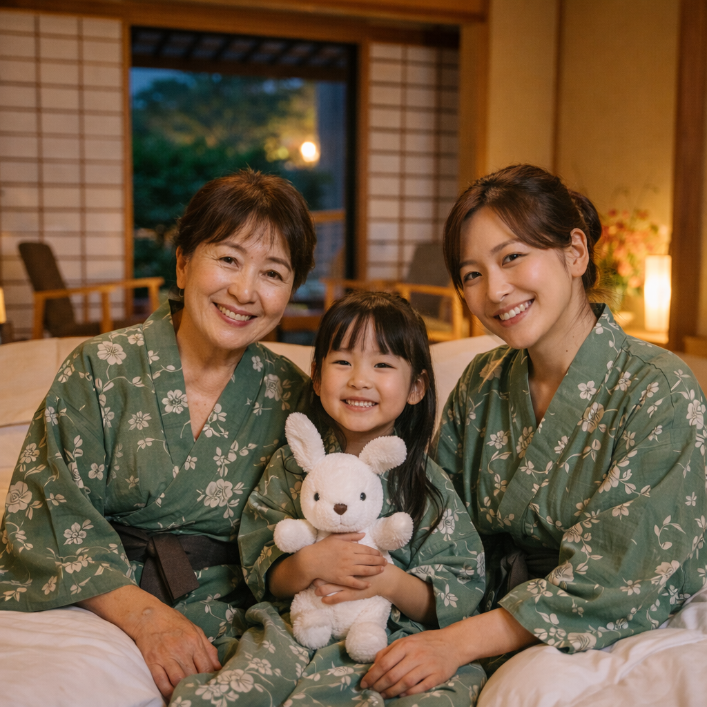 親子三世代で宿泊する温泉宿