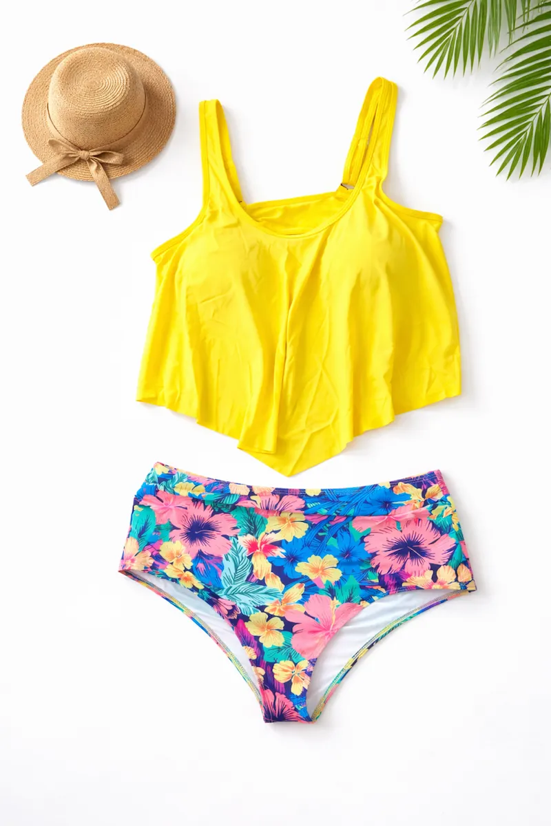 60代ハワイ旅行用体型カバー水着（黄色）SHIENで購入