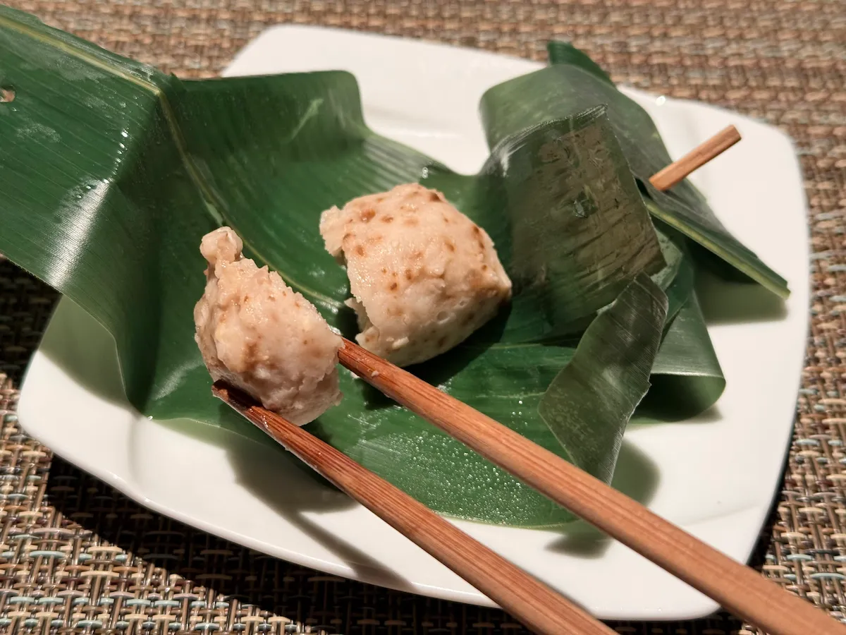 夕食の創作和膳の蒸しかまぼこ