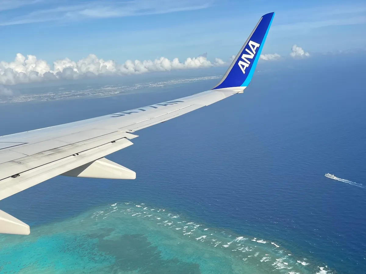 ANAの飛行機と海